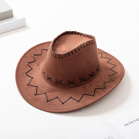 Suede Satin Print Neutral Cowboy Hat