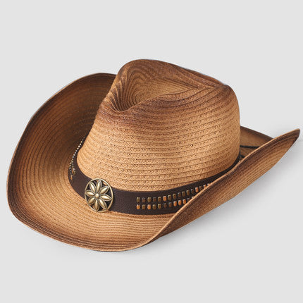 Sunflower Label Paper Straw Folding Cowboy Hat