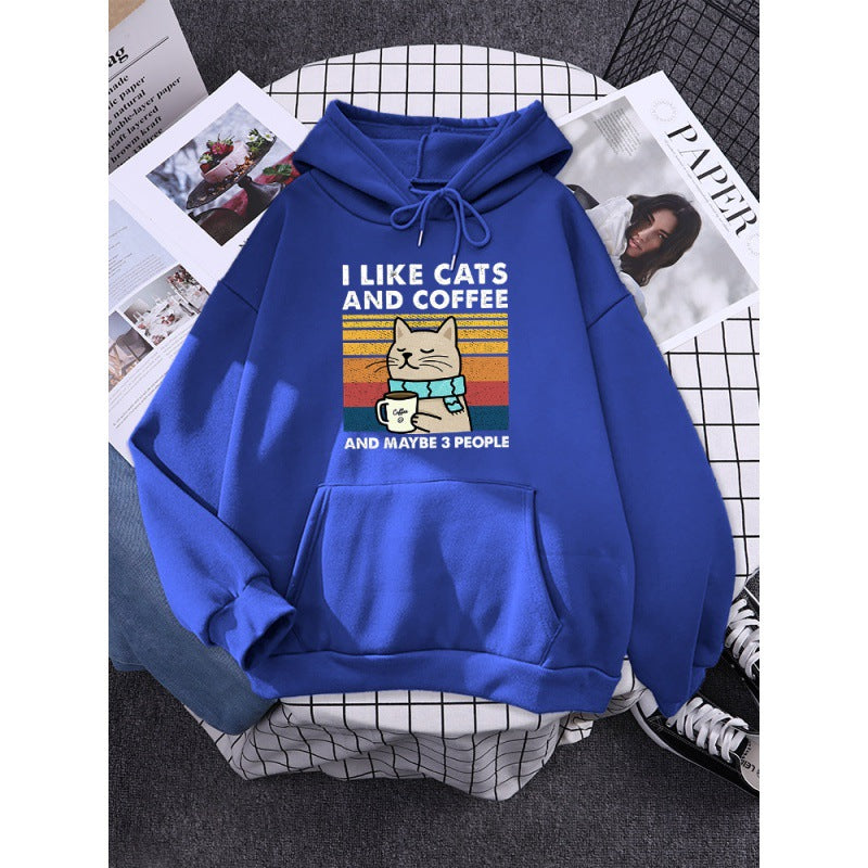 Cats & Coffee Printed Women's Hoodie