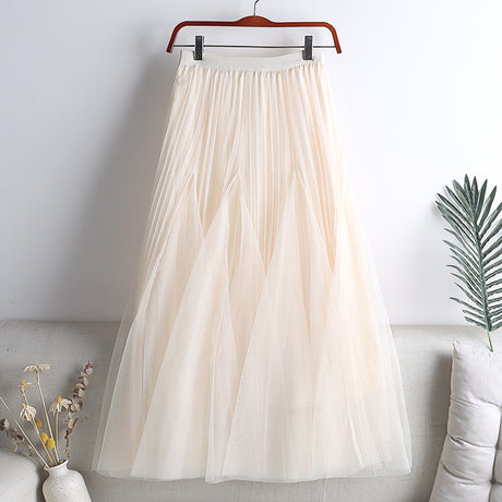 Pleated Gauze A-line Skirt