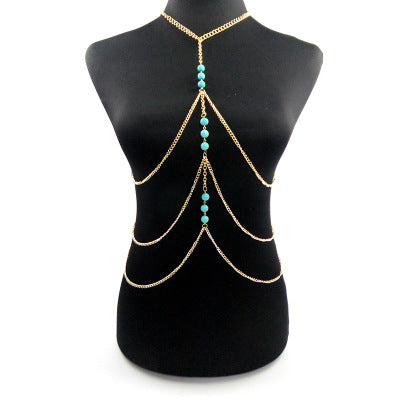 Turquoise Tassel U Shape Body Jewelry