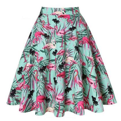 Pleated Street Print Skirt