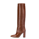 Seductive Croc-Chic Chunky High Boots