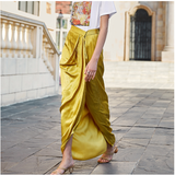 Elegant Pleated Slit Asymmetrical Skirt