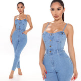 Nightclub Denim High Elastic Jumpsuit