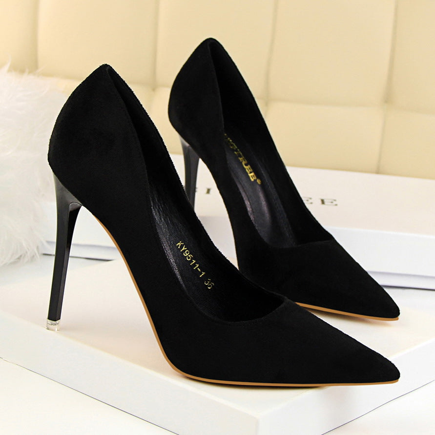 Suede Pointed High Heels