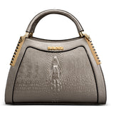 Crocodile Embossed Leather Trapezoid Fashion Handbag