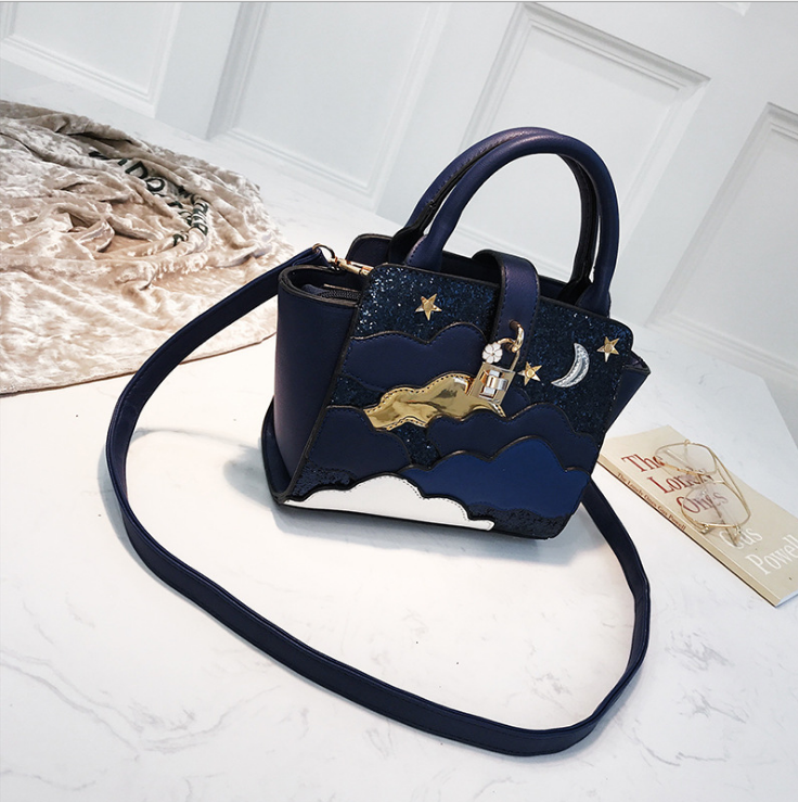 Embroidered Leather Wing Shape Shoulder Bag