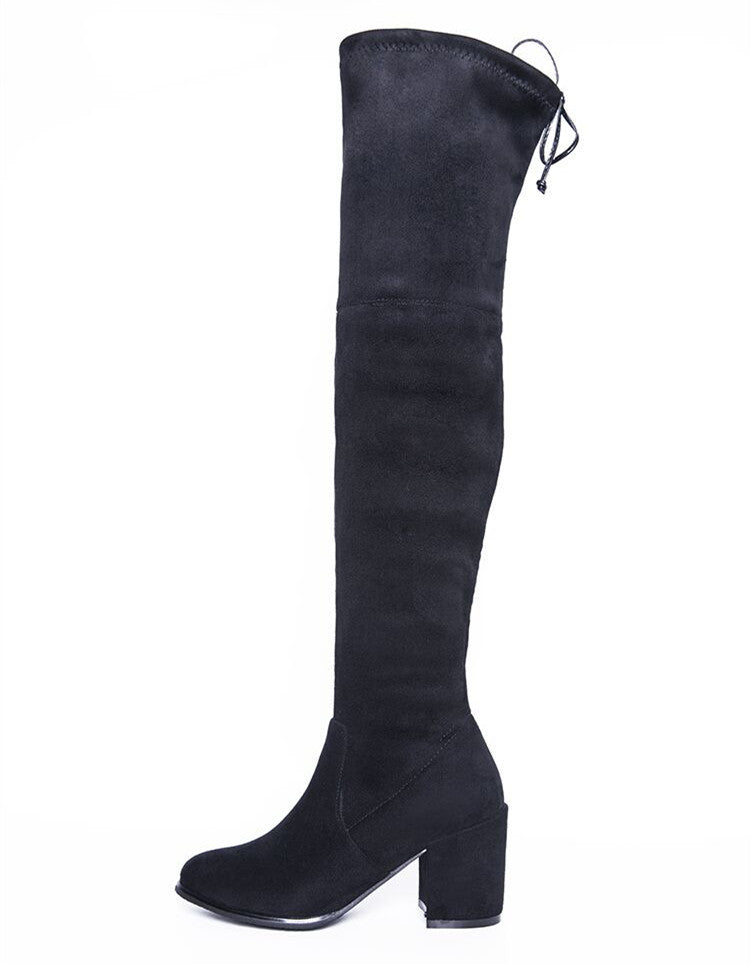 Suede Chic Flat Elastic Boots