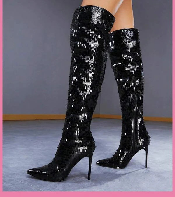 Sparkling Sequin Seduction Boots