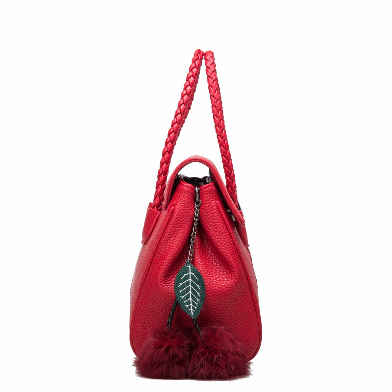 Lychee Pattern Leather Tote Bag