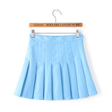 Pleated Cotton Blend High Waist Skirt