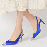 Ivory White Satin Pointed High Heels