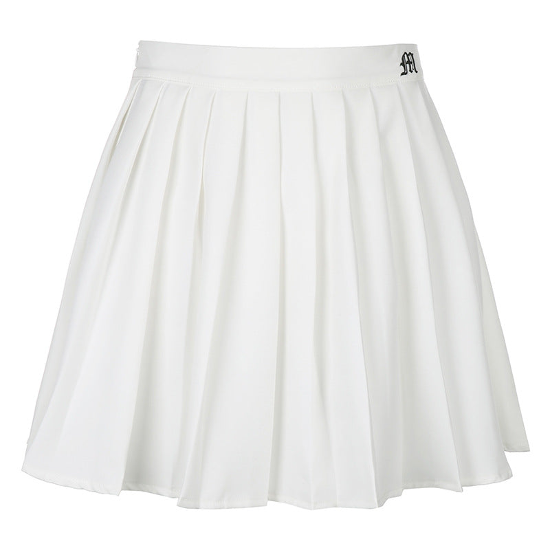 All-Match Pleated Stitched Skirt