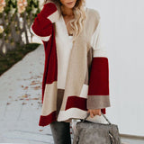 Geometric Colorblock Sweater Cardigan