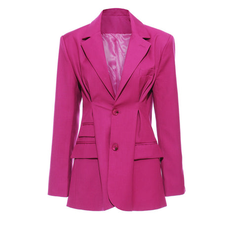 Magenta Pleated Chic Blazer