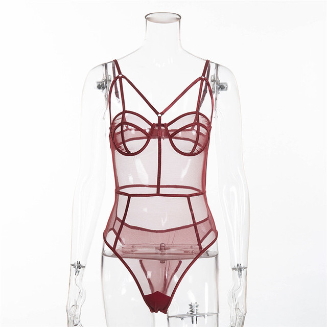 Sultry Stitched Perspective Bodysuit Lingerie