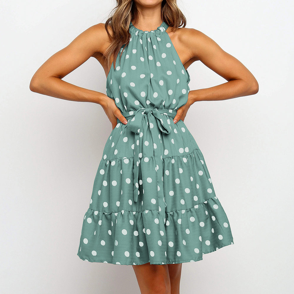 Myla Polka-Dot Halter Midi Dress