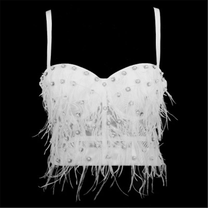 Diamond Feather Tassel Bra