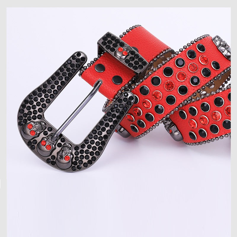 Rebel Rhinestone Skull Belt