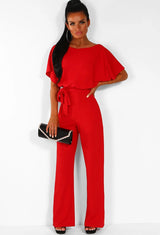 Cotton Blend Straight Leg Jumpsuit