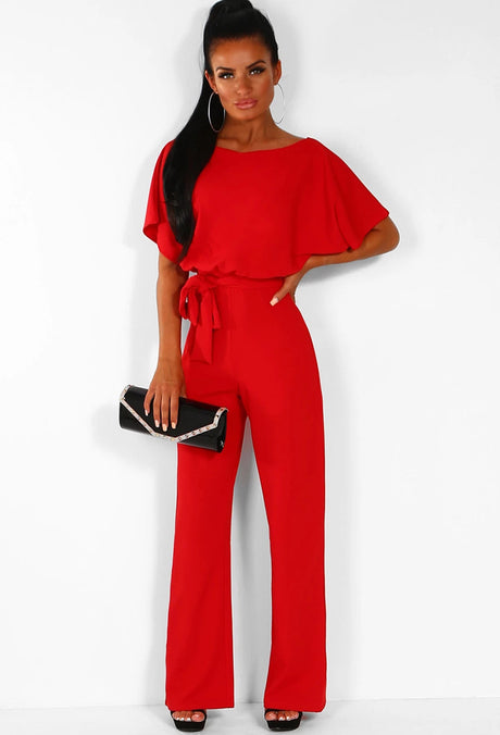 Cotton Blend Straight Leg Jumpsuit