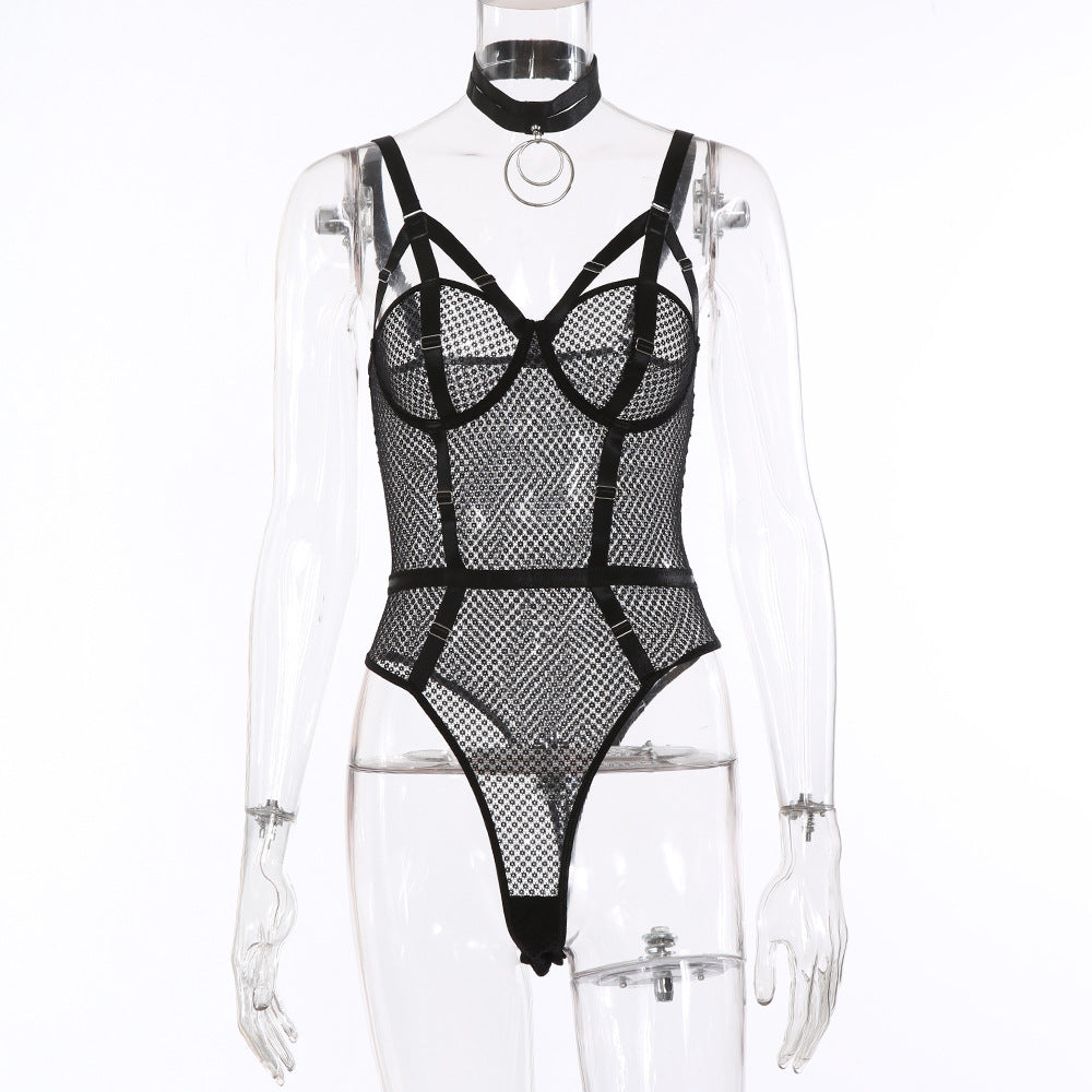 Sheer Lace Mesh Seduction Bodysuit Lingerie