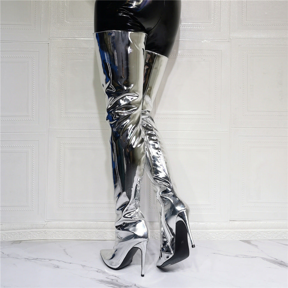 Silver Seduction Knee High Boots