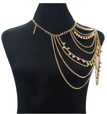 Geometric Tassel Ball Shoulder Chain Body Jewelry