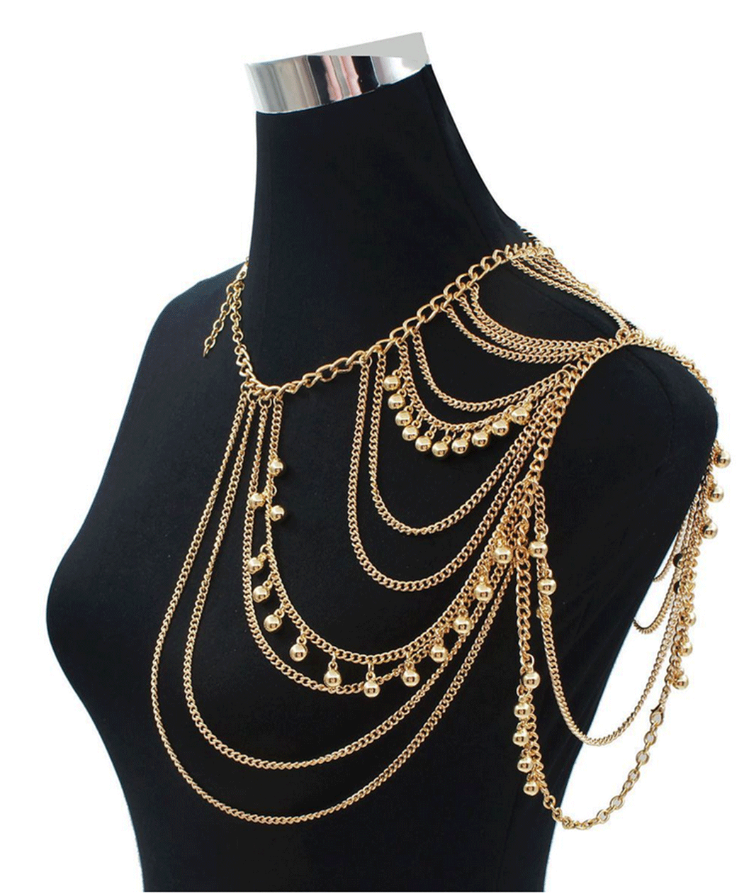 Geometric Tassel Ball Shoulder Chain Body Jewelry