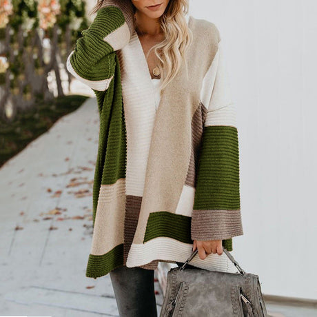 Geometric Colorblock Sweater Cardigan