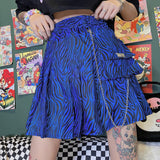 Blue Pleated Zebra Skirt