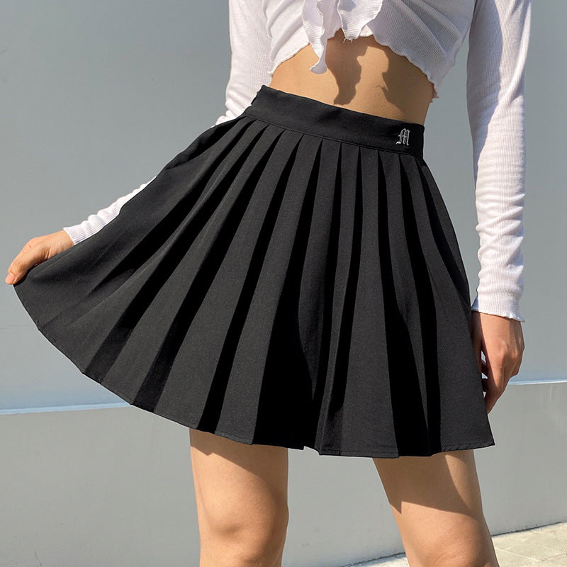 All-Match Pleated Stitched Skirt