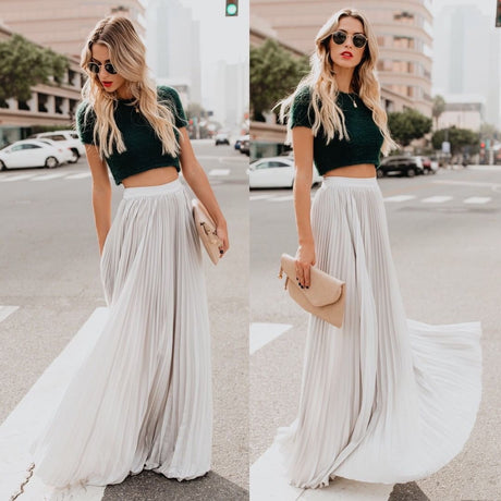 Pleated Elegance Maxi Skirt