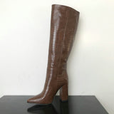 Seductive Croc-Chic Chunky High Boots