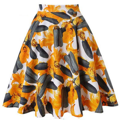 Pleated Street Print Skirt