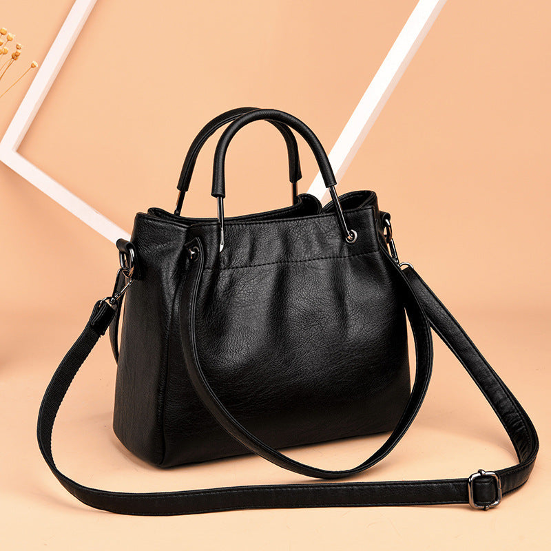 Retro Chic Leather Ladies Bucket Bag