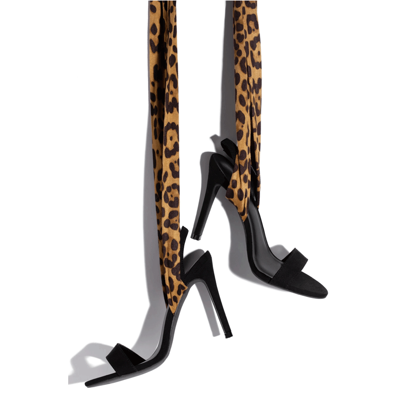 Leopard Print Cross Strap High Heels