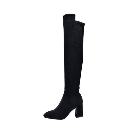 Sultry Suede Pointed Toe Mid Heel Over Knee Boots