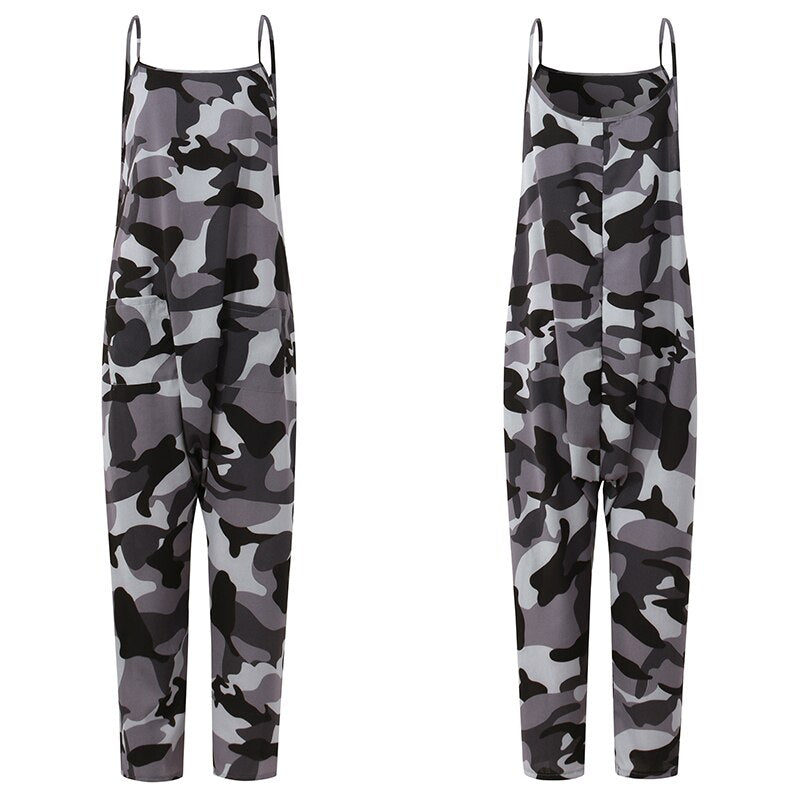 Camouflage Suspenders Jumpsuit