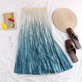 Golden Sunset Pleated Velvet Skirt