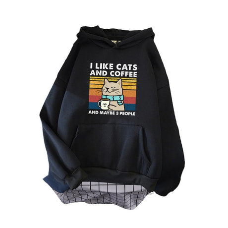 Cats & Coffee Printed Women's Hoodie