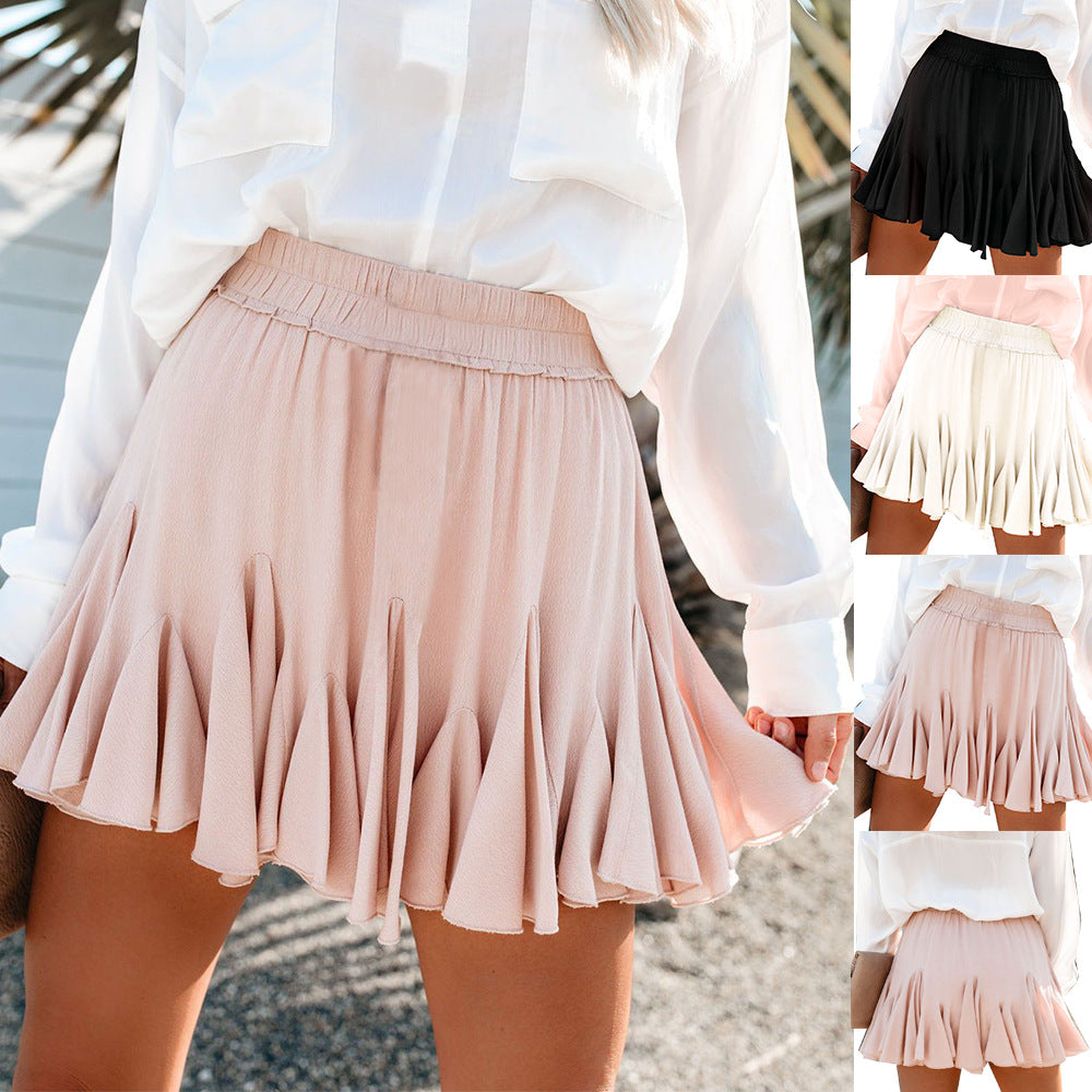 Pleated Chiffon High Waist Mini Skirt