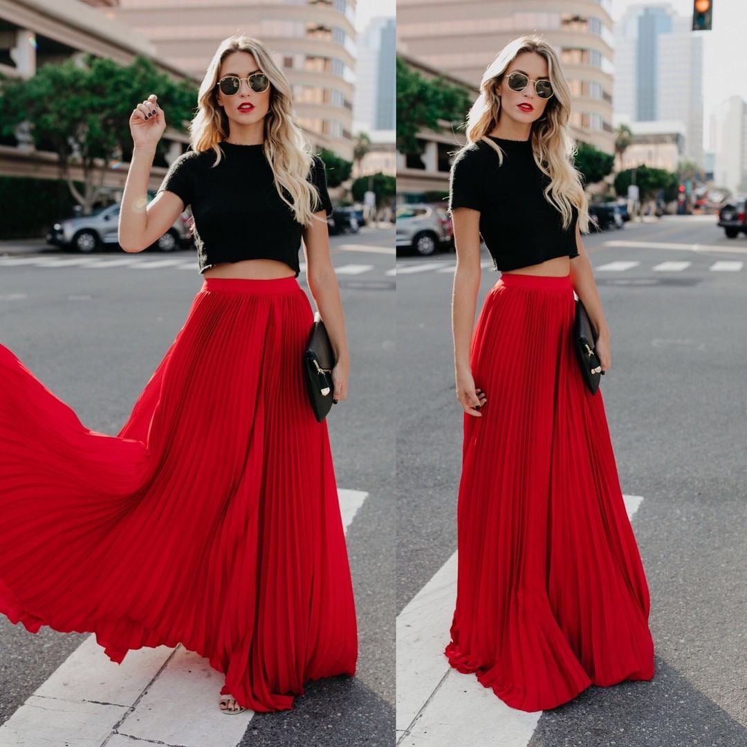 Pleated Elegance Maxi Skirt