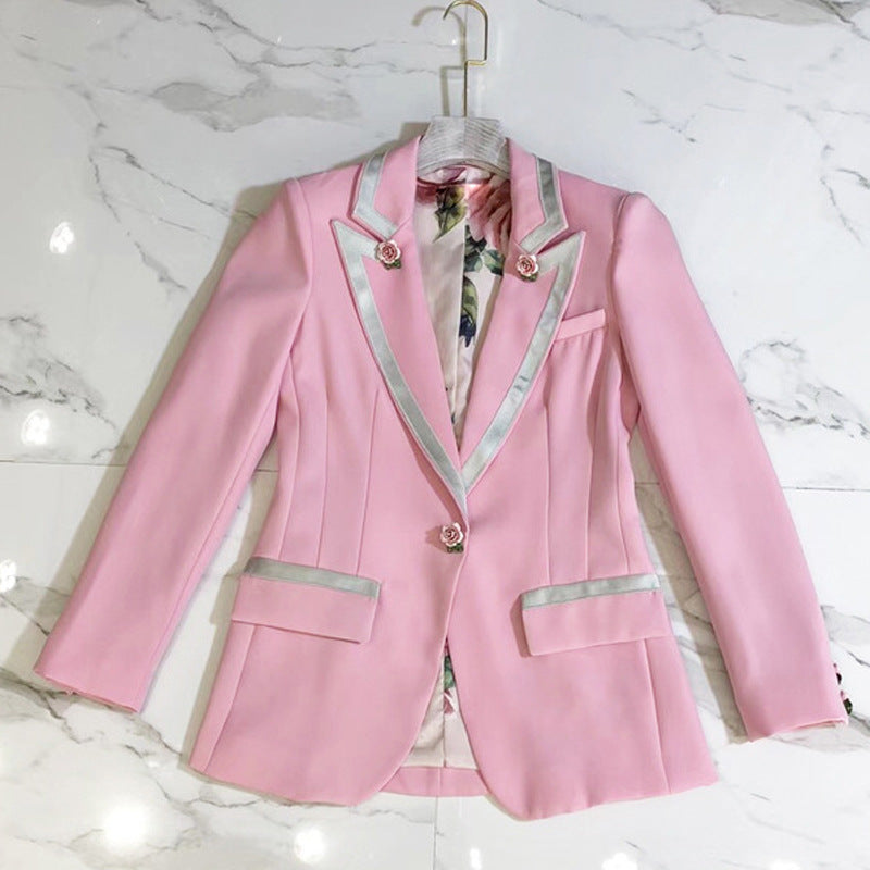 Pink Blossom Printed Lining Blazer