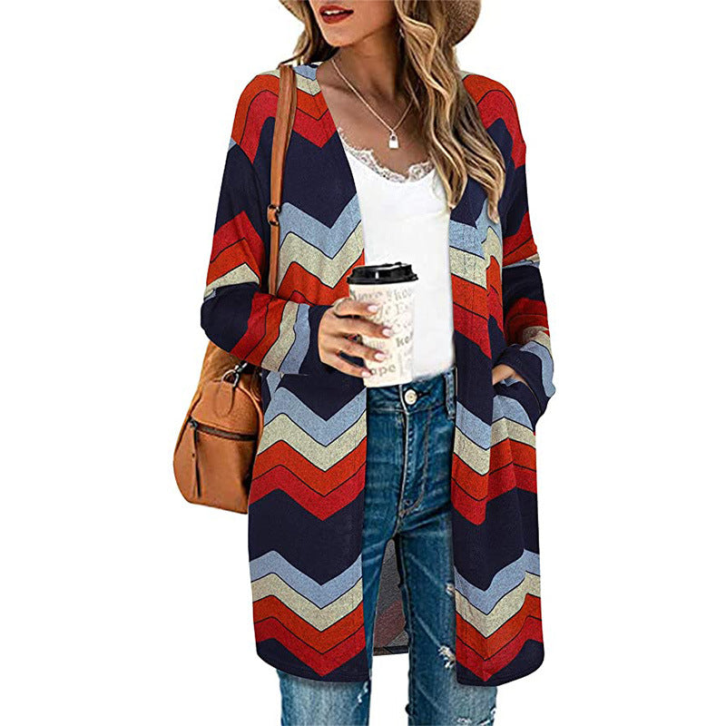 Striped Print Cardigan Jacket