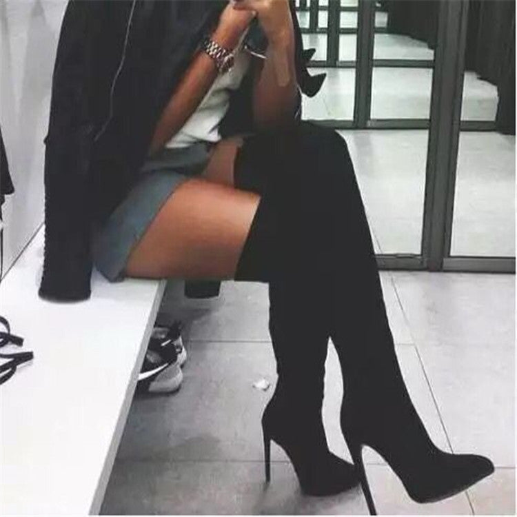 Seductive Suede Stiletto Over The Knee Boots