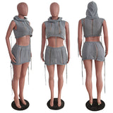 Rhea Hooded Drawstring Mini Skirt Set