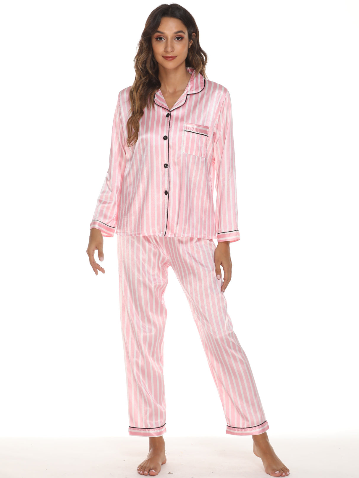 Stretch Satin V-Neck Pajama Set