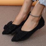 Bowtiful Pointed-toe Low-heeled Slip On Flats Shoes